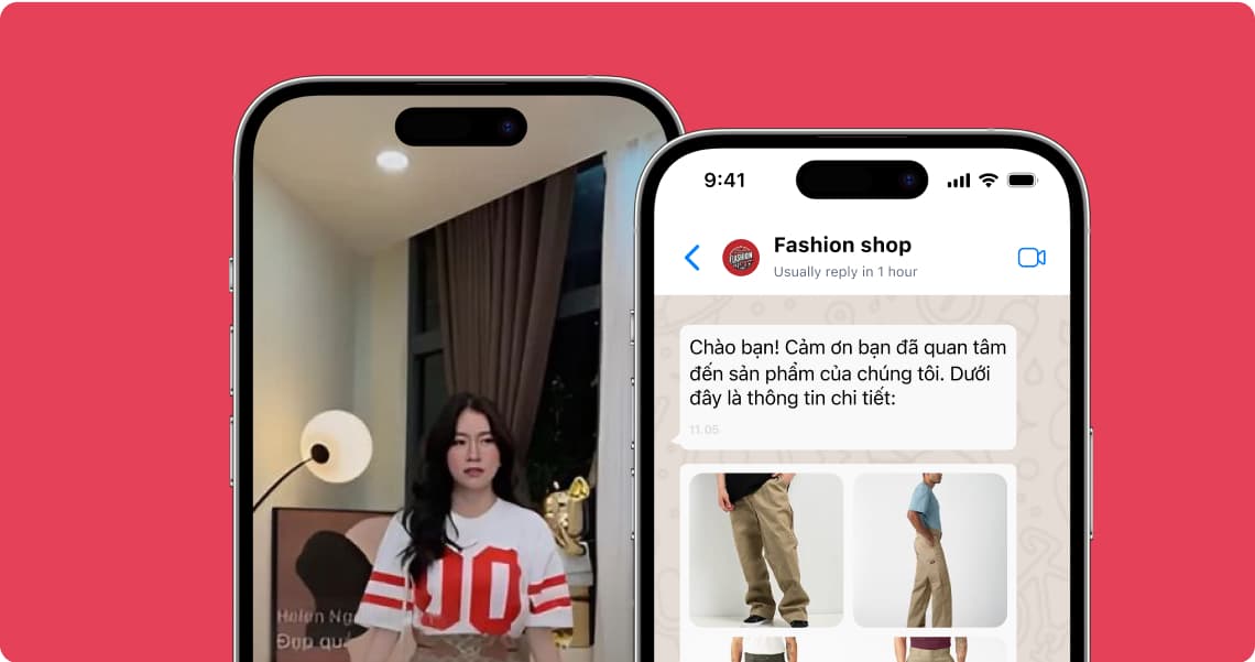 Chuyển hướng sang Messenger hoặc WhatsApp