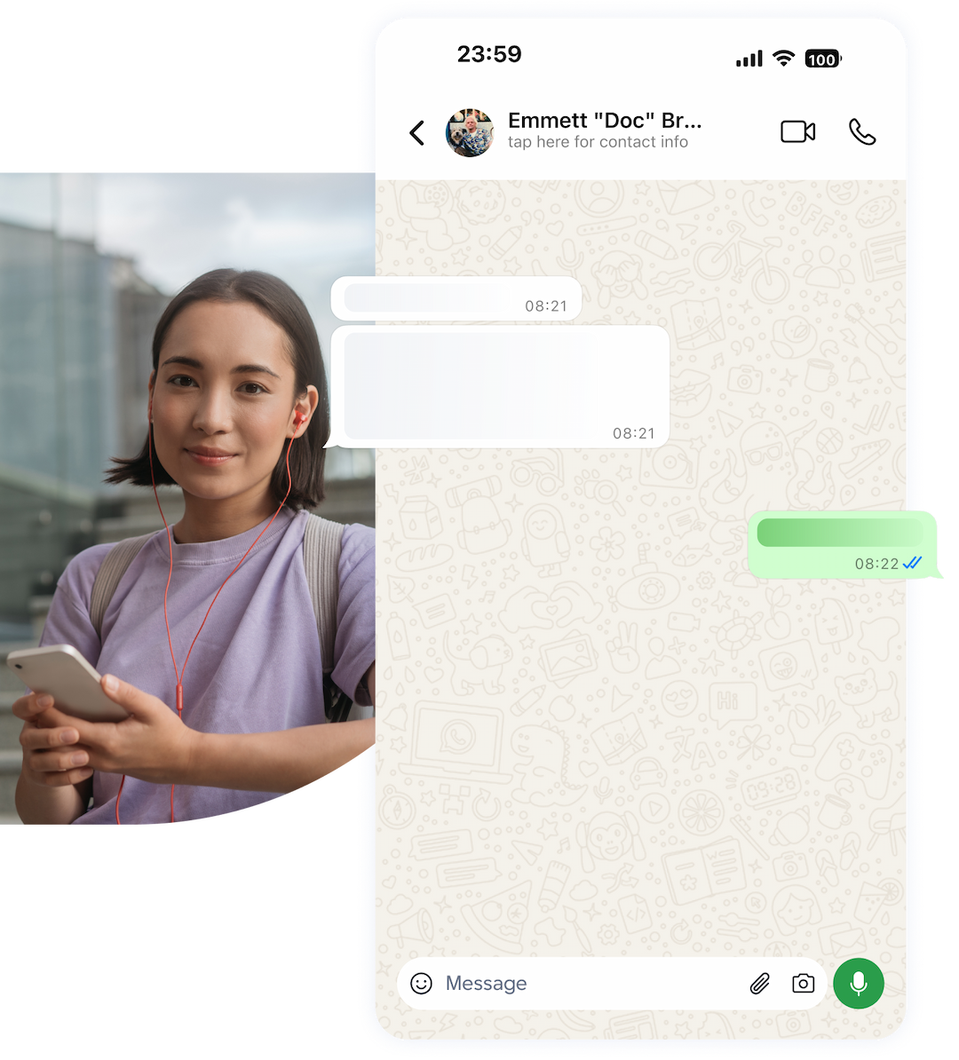 Enter your WhatsApp phone number and add a customized message